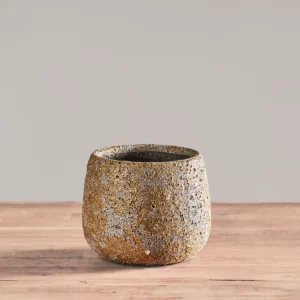 Osłonka ceramiczna szaro żołta pękana 16,5 x 14 cm
