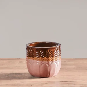 Osłonka portly egg leaf różowo brązowa 15x13 cm